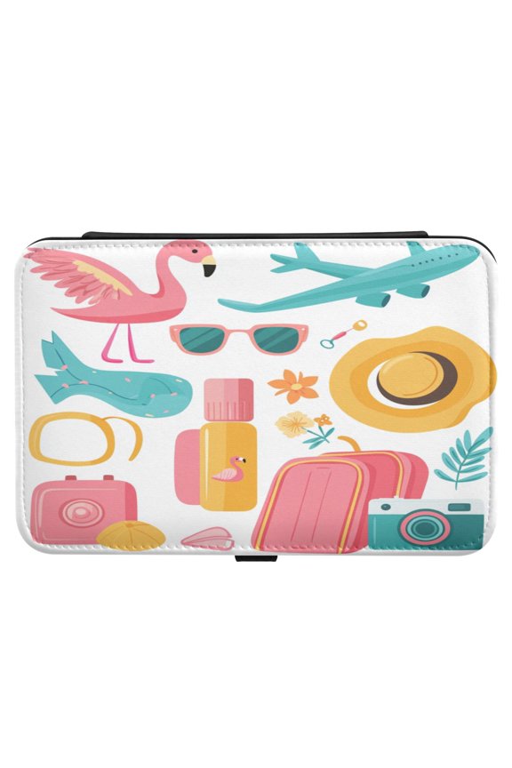 Leather Jewelry Box Rectangular 8.27x5.5x1.78In Travel Jewelry Storage Earrings Necklace Bracelet Watch Brooch Storage Cartoon Tourism Element