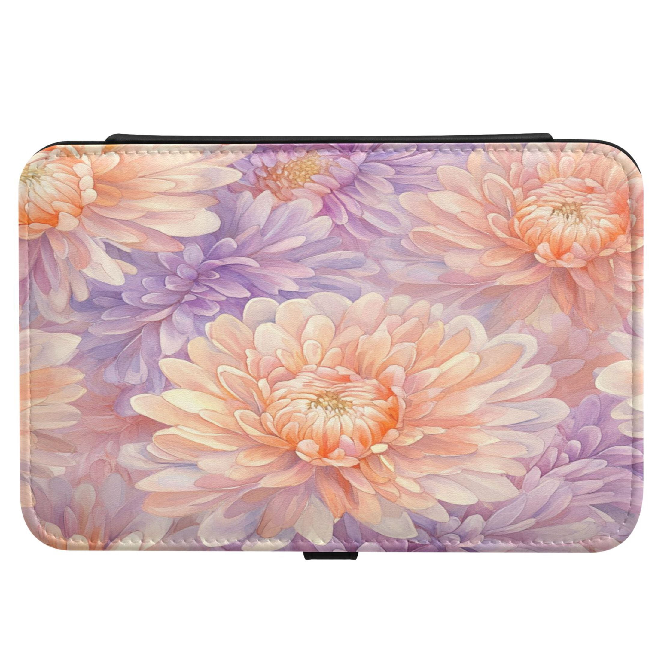 Leather Jewelry Box Rectangular 8.27x5.5x1.78In Travel Jewelry Storage Earrings Necklace Bracelet Watch Brooch Storage Chrysanthemums Cream