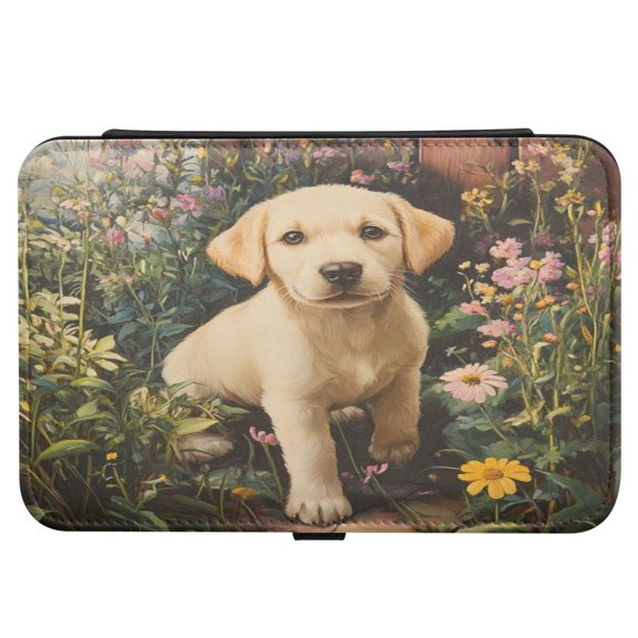 Leather Jewelry Box Rectangular 8.27x5.5x1.78In Travel Jewelry Storage Earrings Necklace Bracelet Watch Brooch Storage Golden Cute Dog