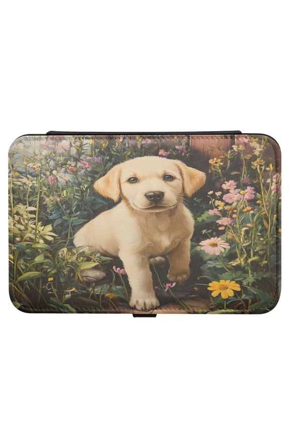 Leather Jewelry Box Rectangular 8.27x5.5x1.78In Travel Jewelry Storage Earrings Necklace Bracelet Watch Brooch Storage Golden Cute Dog