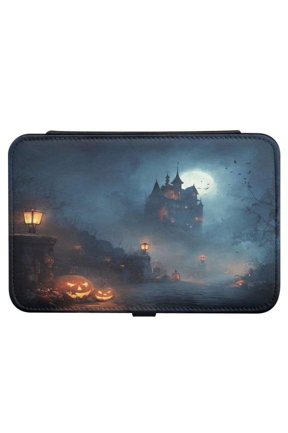 Leather Jewelry Box Rectangular 8.27x5.5x1.78In Travel Jewelry Storage Earrings Necklace Bracelet Watch Brooch Storage Halloween Horror Castle