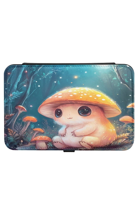 Leather Jewelry Box Rectangular 8.27x5.5x1.78In Travel Jewelry Storage Earrings Necklace Bracelet Watch Brooch Storage Lovely Cartoon Orange Mushroom