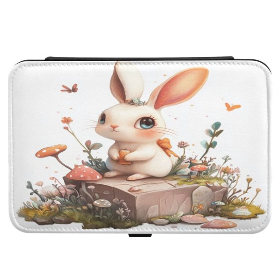 Leather Jewelry Box Rectangular 8.27x5.5x1.78In Travel Jewelry Storage Earrings Necklace Bracelet Watch Brooch Storage Lovely Cartoon Orange Rabbit