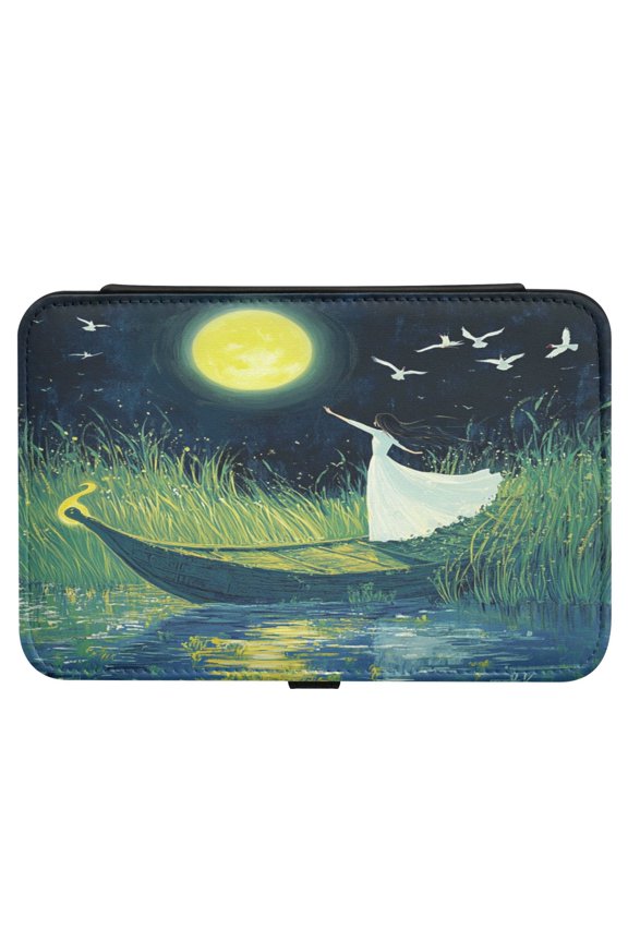 Leather Jewelry Box Rectangular 8.27x5.5x1.78In Travel Jewelry Storage Earrings Necklace Bracelet Watch Brooch Storage Moon Boat