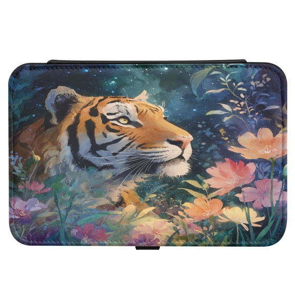 Leather Jewelry Box Rectangular 8.27x5.5x1.78In Travel Jewelry Storage Earrings Necklace Bracelet Watch Brooch Storage Night Tiger