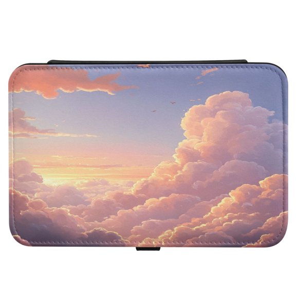 Leather Jewelry Box Rectangular 8.27x5.5x1.78In Travel Jewelry Storage Earrings Necklace Bracelet Watch Brooch Storage Pink Beautiful Cloud