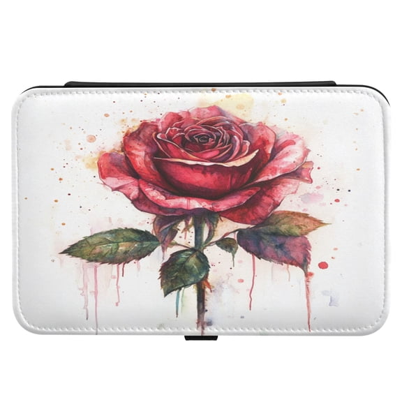 Leather Jewelry Box Rectangular 8.27x5.5x1.78In Travel Jewelry Storage Earrings Necklace Bracelet Watch Brooch Storage Pretty Big Red Roses