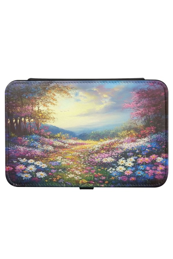 Leather Jewelry Box Rectangular 8.27x5.5x1.78In Travel Jewelry Storage Earrings Necklace Bracelet Watch Brooch Storage Pretty Flower World