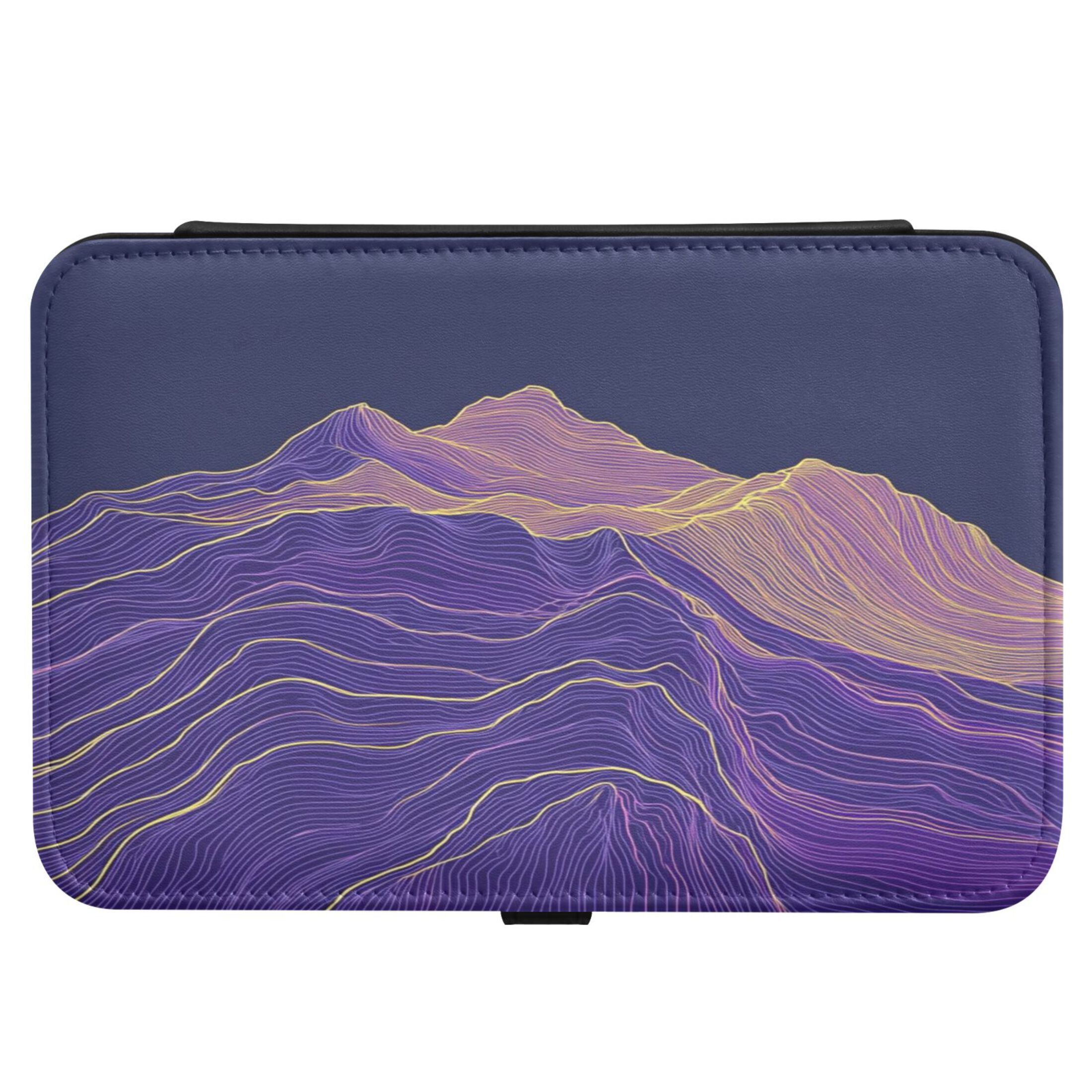 Leather Jewelry Box Rectangular 8.27x5.5x1.78In Travel Jewelry Storage Earrings Necklace Bracelet Watch Brooch Storage Purple Line Mountain