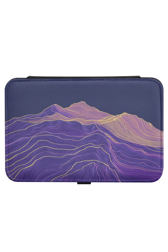 Leather Jewelry Box Rectangular 8.27x5.5x1.78In Travel Jewelry Storage Earrings Necklace Bracelet Watch Brooch Storage Purple Line Mountain