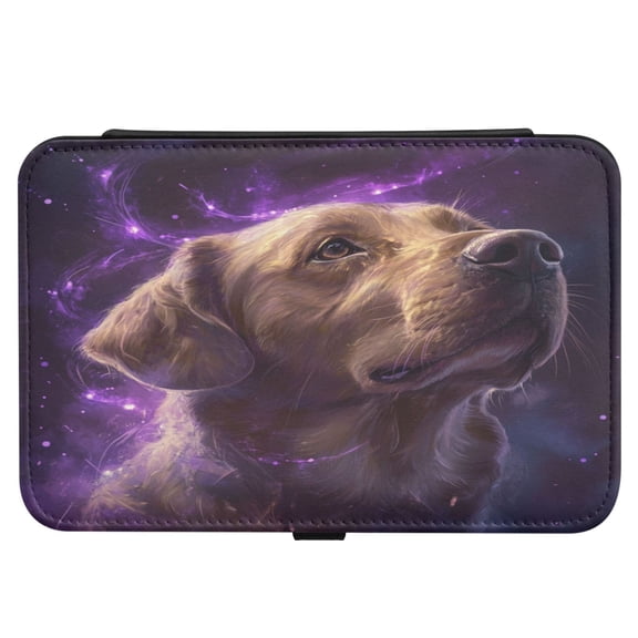 Leather Jewelry Box Rectangular 8.27x5.5x1.78In Travel Jewelry Storage Earrings Necklace Bracelet Watch Brooch Storage Purple Magic Dog