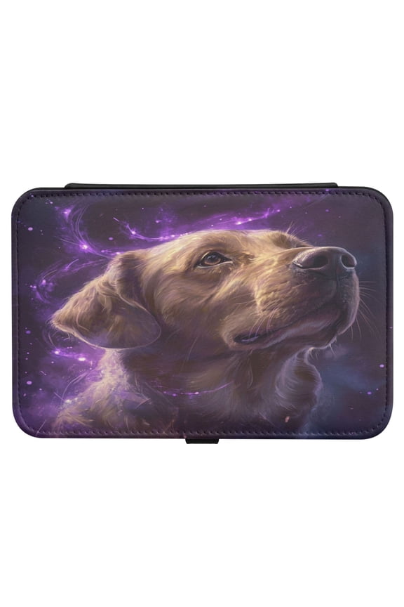 Leather Jewelry Box Rectangular 8.27x5.5x1.78In Travel Jewelry Storage Earrings Necklace Bracelet Watch Brooch Storage Purple Magic Dog