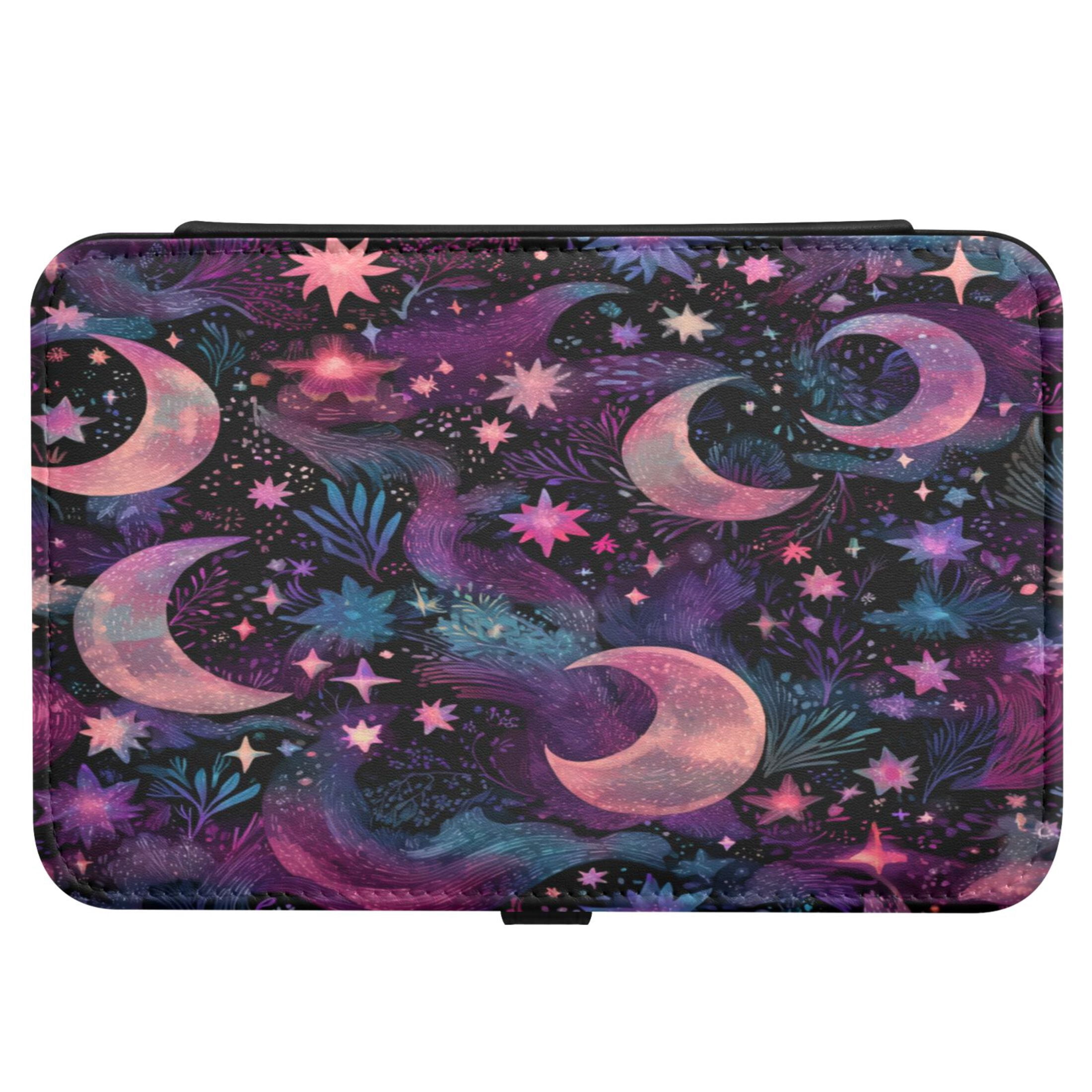 Leather Jewelry Box Rectangular 8.27x5.5x1.78In Travel Jewelry Storage Earrings Necklace Bracelet Watch Brooch Storage Purple Moon