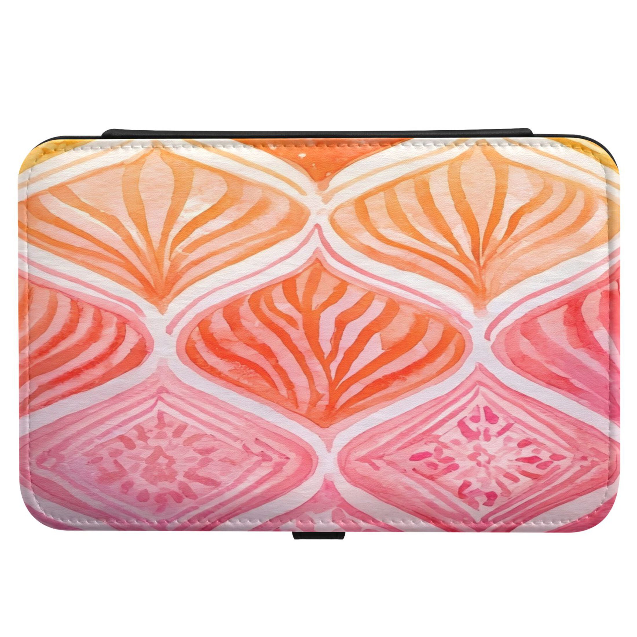 Leather Jewelry Box Rectangular 8.27x5.5x1.78In Travel Jewelry Storage Earrings Necklace Bracelet Watch Brooch Storage Red Pattern