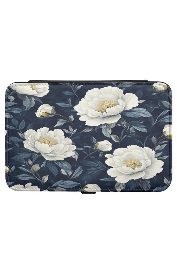 Leather Jewelry Box Rectangular 8.27x5.5x1.78In Travel Jewelry Storage Earrings Necklace Bracelet Watch Brooch Storage Super Beautiful White Flowers