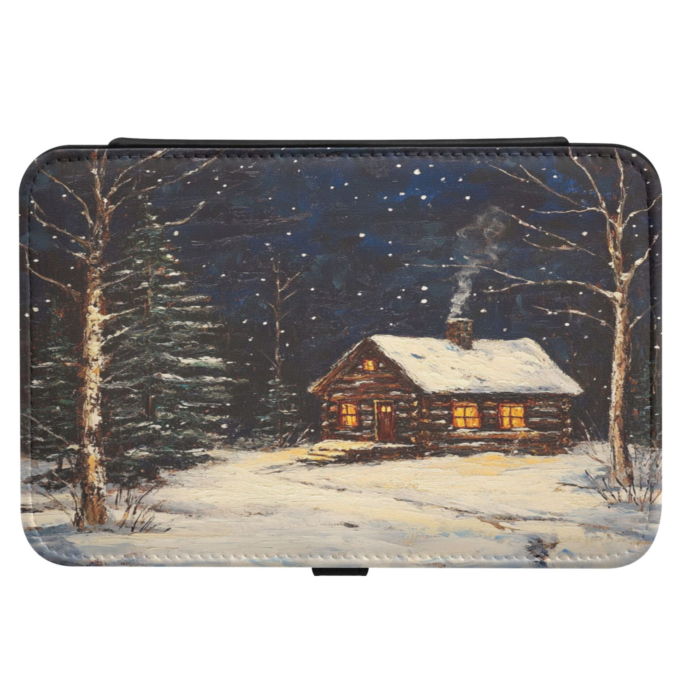 Leather Jewelry Box Rectangular 8.27x5.5x1.78In Travel Jewelry Storage Earrings Necklace Bracelet Watch Brooch Storage The Cabin in The Forest