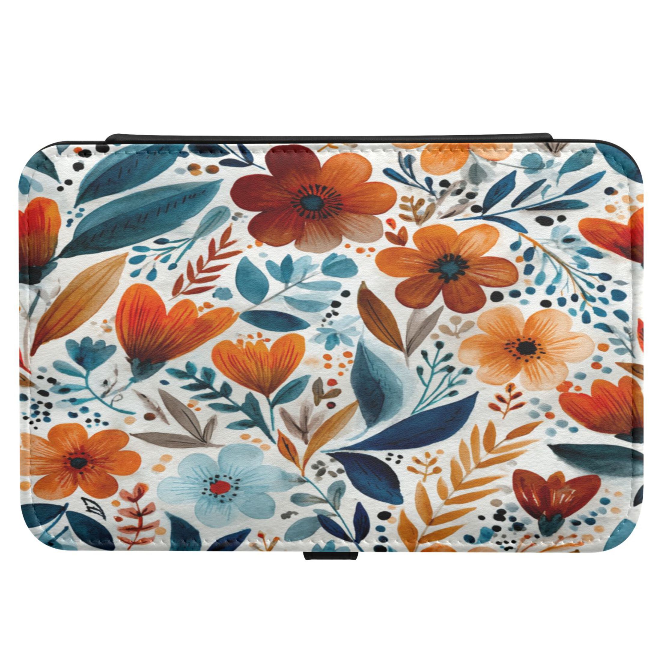 Leather Jewelry Box Rectangular 8.27x5.5x1.78In Travel Jewelry Storage Earrings Necklace Bracelet Watch Brooch Storage Watercolor Beautiful Flowers