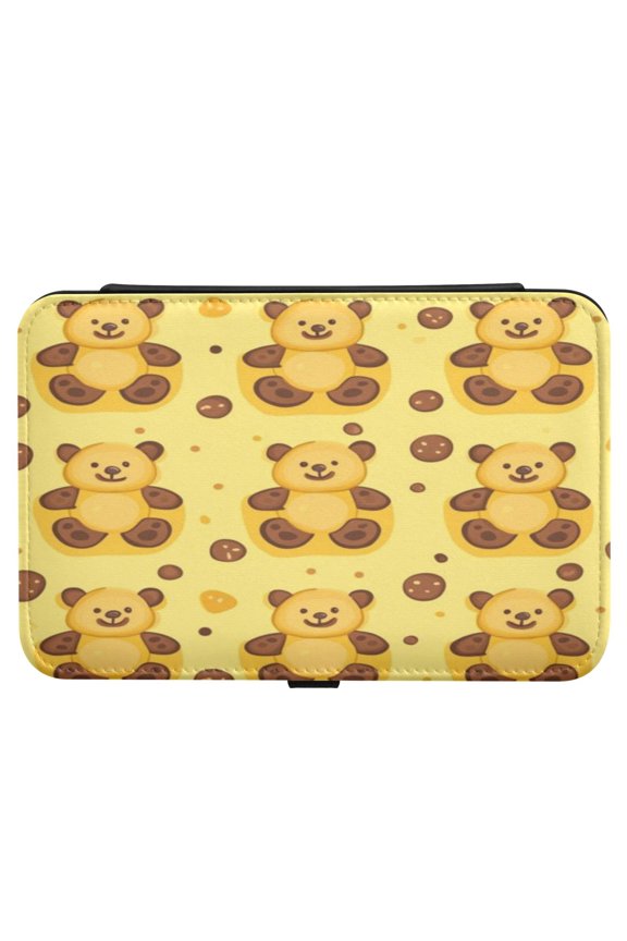 Leather Jewelry Box Rectangular 8.27x5.5x1.78In Travel Jewelry Storage Earrings Necklace Bracelet Watch Brooch Storage Yellow Bear Cookies