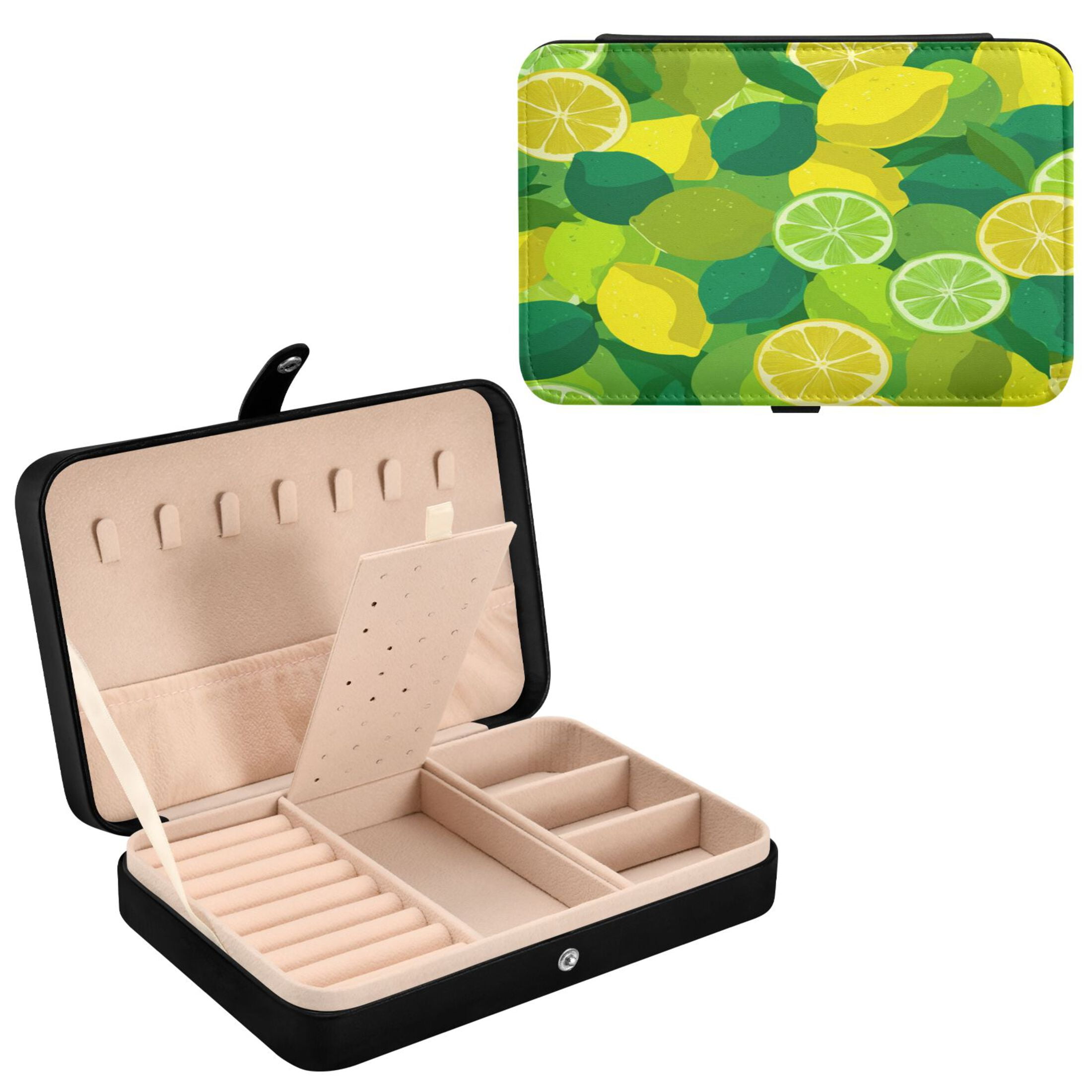 Leather Jewelry Box Travel Jewelry Storage Earrings Necklace Bracelet Watch Brooch Storage Seamless Lemon