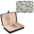 thumbnail image 1 of Leather Jewelry Box Travel Jewelry Storage Earrings Necklace Bracelet Watch Brooch Storage White Chrysanthemum Pattern, 1 of 8