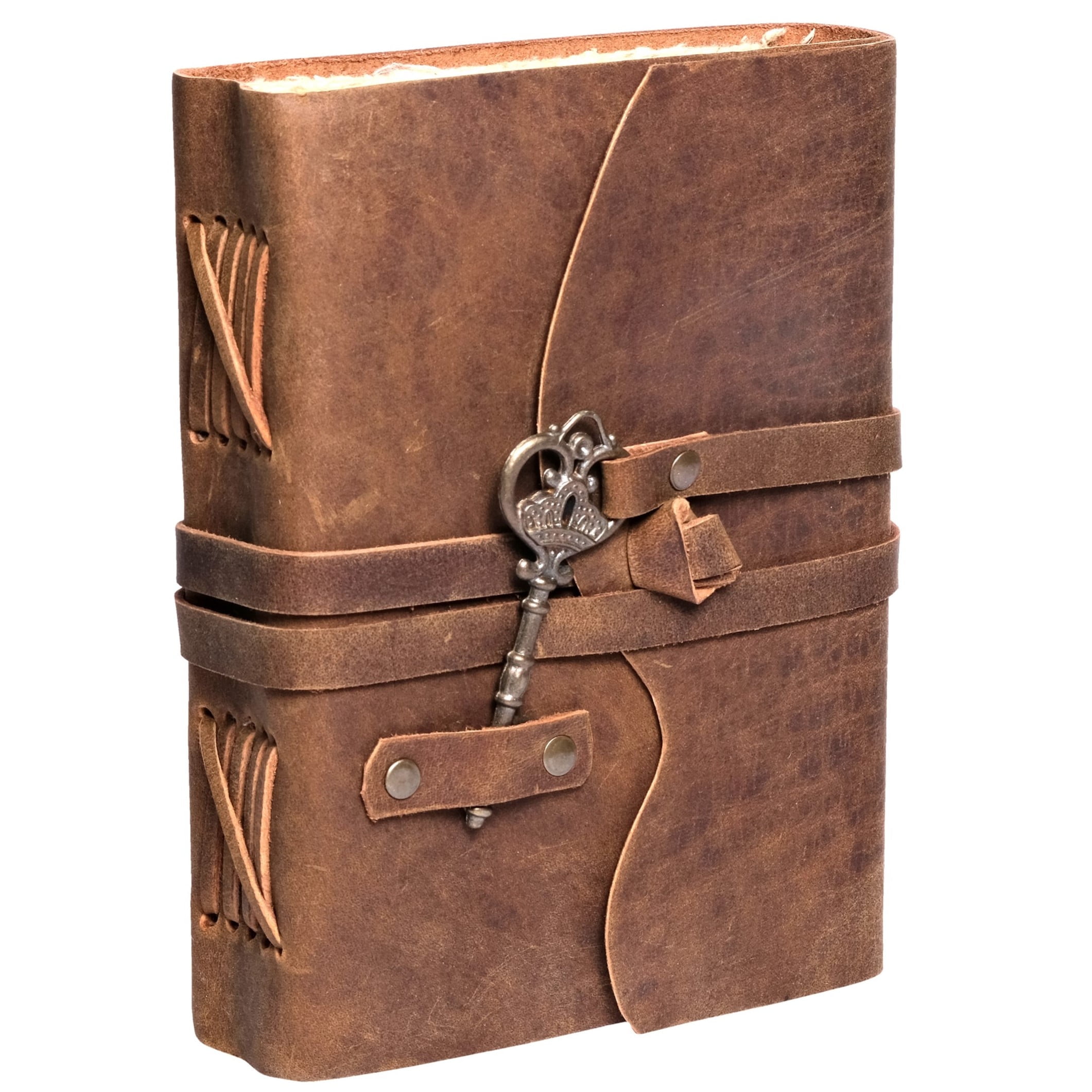 Leather Journal 200 Pages Vintage Deckle Edge Notebook for Men and Women Book of Shadows Grimoire Blank Diary Unruled 8 x 6 inches