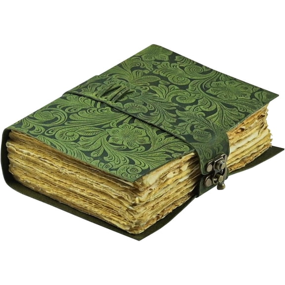 Leather Journal - Antique Deckle Paper Leather Bound Journal - Book of Shadows Journal - Leather Sketchbook - Drawing Journal - 8x6 Inch