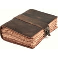 thumbnail image 1 of Leather Journal - Antique Handmade Deckle Edge Vintage Paper - Vintage Book of Shadows Journal for Women & Men - Lock Closure - 200 Pages, 1 of 6