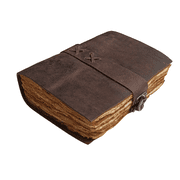 Leather Journal - Antique Handmade Deckle Edge Vintage Paper - Vintage Book of Shadows Journal for Women & Men - Lock Closure - 200 Pages