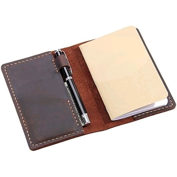 Leather Journal Cover for Field Notes, Notebook Cover for Moleskine Cahier, Handmade Vintage Leather Cover for 3.5" x 5.5" Notebooks, Coffee$$