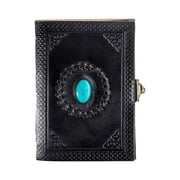 Leather Journal Handmade leather Diary Stone journal Blank pages notebook scrapbook sketchbook notepad book of shadows hocus pocus book spell book gifts for men and women (7 x 5 Inches)