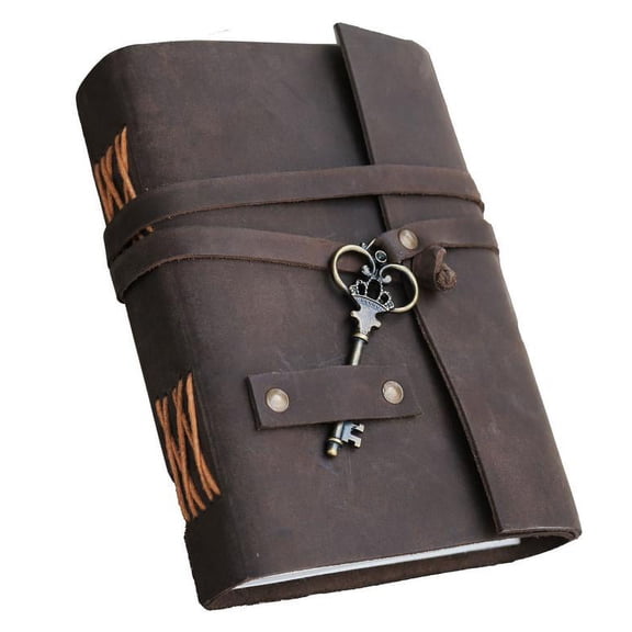 Leather Journal Leather Notebook Sketchbook Scrapbook With Unlined Pages , Leather Journal with Key,