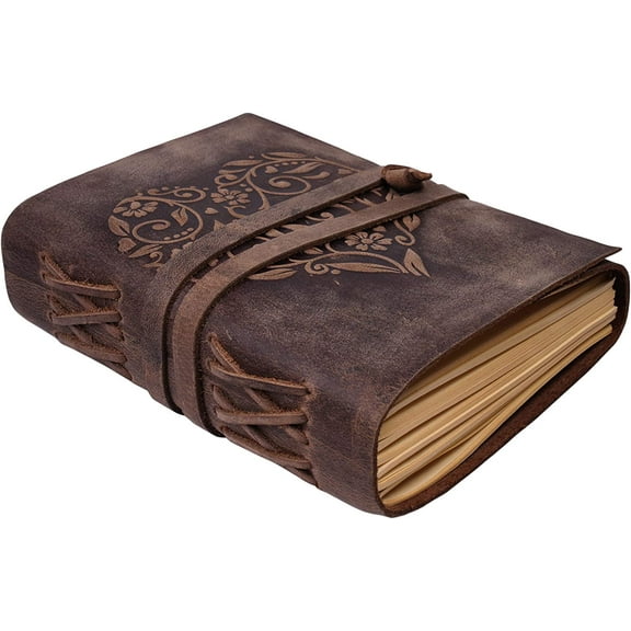 Leather Journal Lined Notebook - Journal for Women with Embossed Heart Shape, 8x6 Ruled Small Notebooks, Kraft Paper - 400 pages Lined Paper College Ruled - Inspirational gift for women MOONSTER