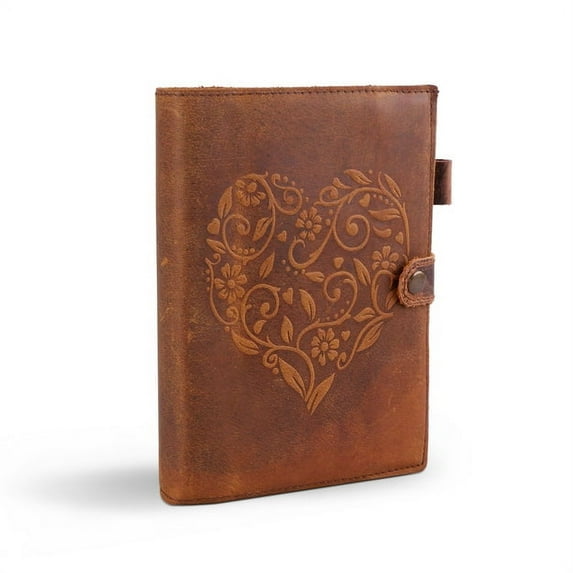 Leather Journal Lined Notebook Journal with Embossed Heart Shape, Inspirational gift for Men and Women