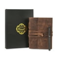 thumbnail image 1 of Handmade Full Grain Leather Journal with Lined Paper – 8 × 6″ Writing Notebook & Luxury Pen, Refillable Diary for Men & Women, 1 of 7