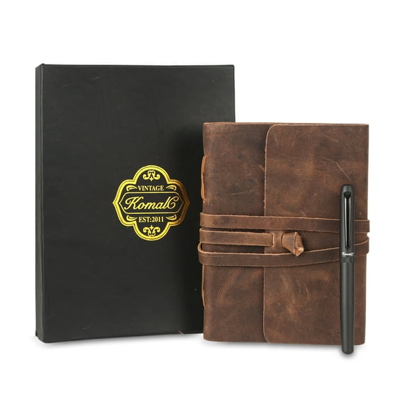 Handmade Leather Journal with Lined Paper & Luxury Pen – 7×5 Inch Writing Notebook Diary for Men & Women, Gift for Artists & Writers