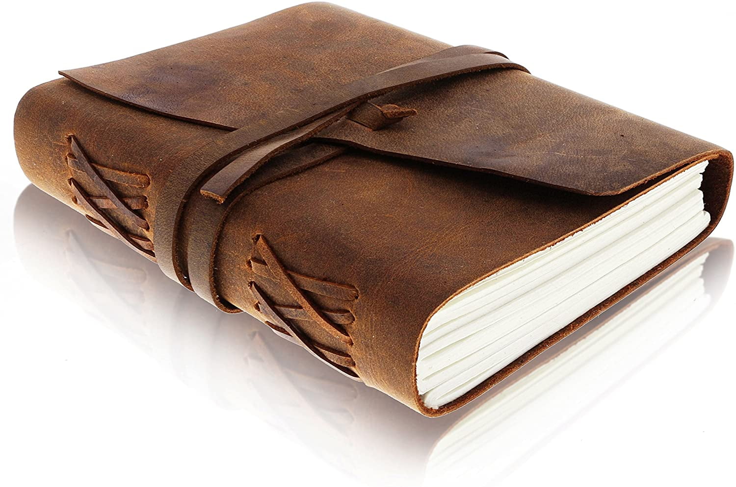 Handmade Leather Journal/Writing Notebook Diary/Bound Daily Notepad for Men  & Women Unlined Paper Medium, Writing pad Gift for Artist, Sketch (Light  Brown, 7 x 5) 