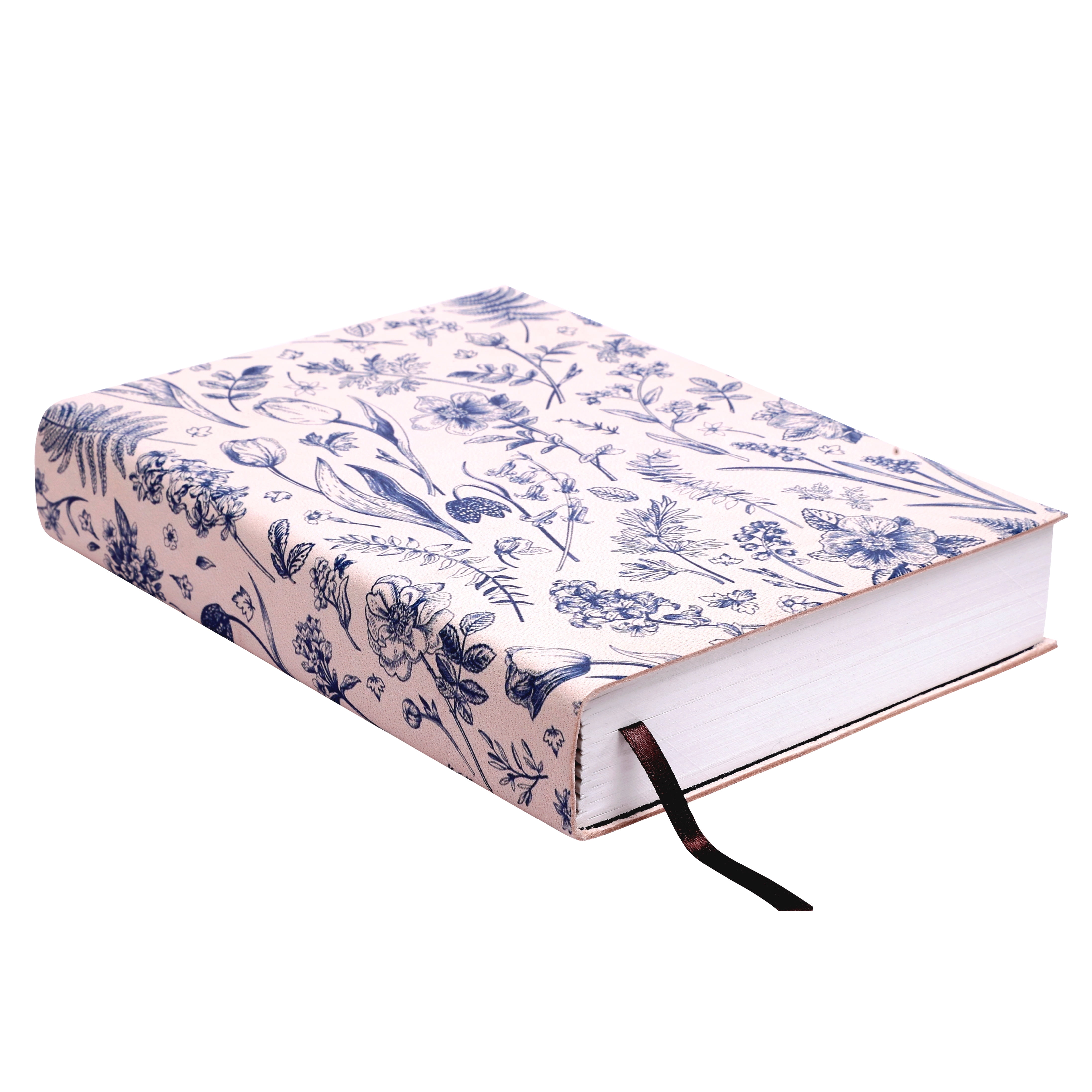 Leather Journal Notebook Blue Floral (Fiore Blu) Handmade Diary Travel Journal - Unique Gift for Her, Artists, Students, Birthday