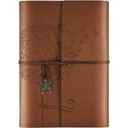 Leather Journal Notebook, Refillable Writing Journal Diary Planner for Women, A5 Size (6.3 x 9.3 Inches), Lined Journal for Writing, Travel Journal with 6-Ring Binder Pockets