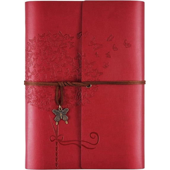 Leather Journal Notebook, Refillable Writing Journal Diary Planner for Women, A5 Size (6.3 x 9.3 Inches), Lined Journal for Writing, Travel Journal with 6-Ring Binder Pockets