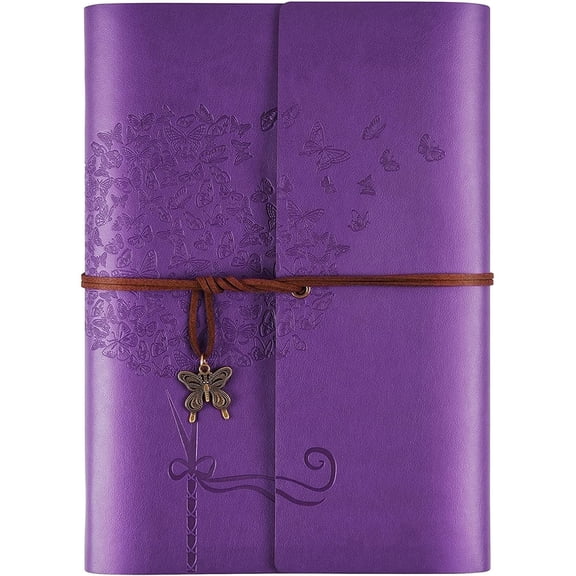Leather Journal Notebook, Refillable Writing Journal Diary Planner for Women, A5 Size (6.3 x 9.3 inches), Lined Journal for Writing, Travel Journal with 6-Ring Binder Pockets
