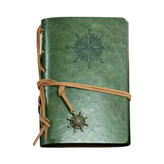 Leather Journal Notebook, Spiral Notebook Refillable Daily Planner, Embossed Travel Journal Diary with Blank Pages and Pendants