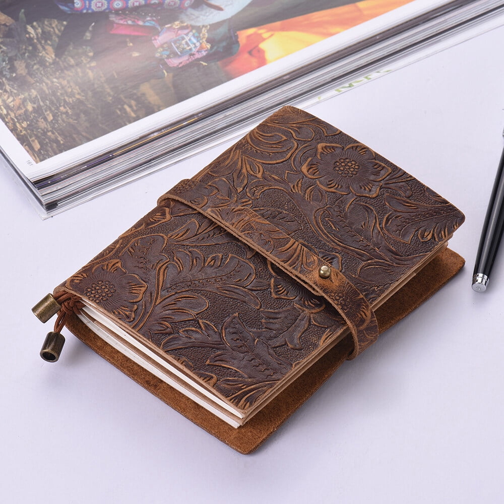 A5 Leather Journal With Clasp Tree Of Life Emboss Writing Pad Blank Notebook Handmade Notepad For Men & Women Unlined Paper Best Present Sketchbook - View #12