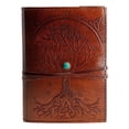 thumbnail image 1 of Handmade Leather Refillable Journal with Tree of Life Design 7x5 inch, Lined Paper, Medium Size, 1 of 7