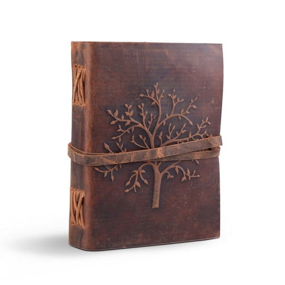 Leather Journal Tree of Life-Leather Journal Antique Paper-Embossed Tree Leather Sketchbook - For Drawing Sketching and Writing 100 Sheets/200(counting both sides)