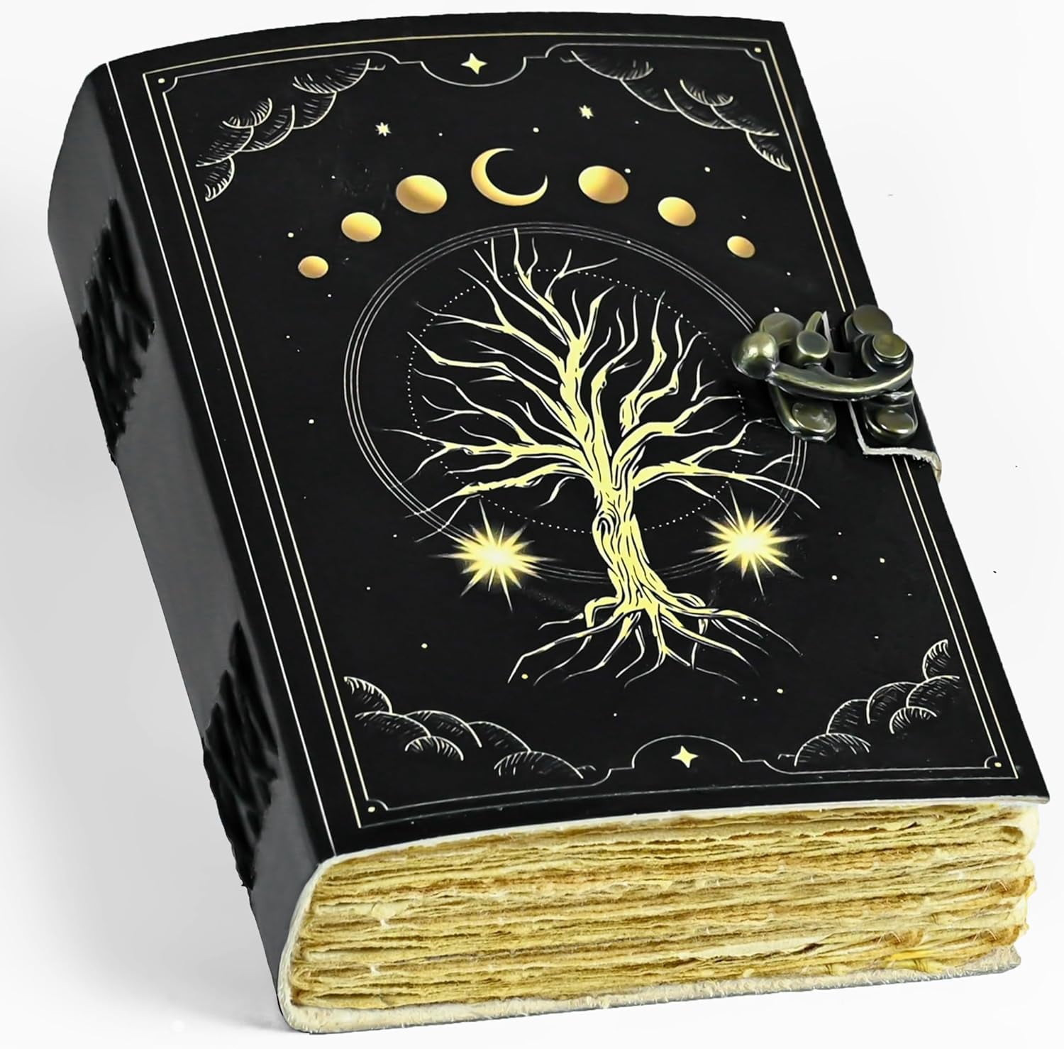 Leather Journal Tree of Life Leather Notebook Blank Spell Book book of shadows Journal with color printed Embossed design Antique Vintage 200 Pages (7x5 Inches)