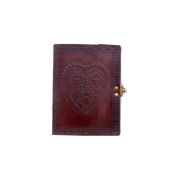 Leather Journal Vintage Heart Embossed Leather Notebook Personal Diary (Handmade Paper)