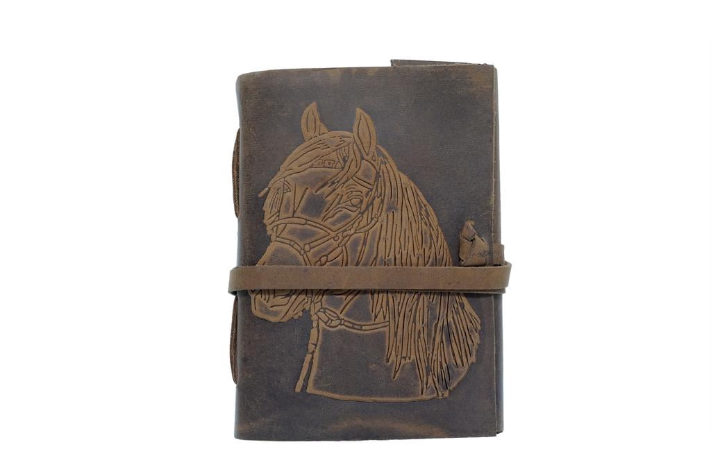 Leather Journal With Horse Embossed Travel Diary Office Personal Notebook- A Gift for Horse Lovers.