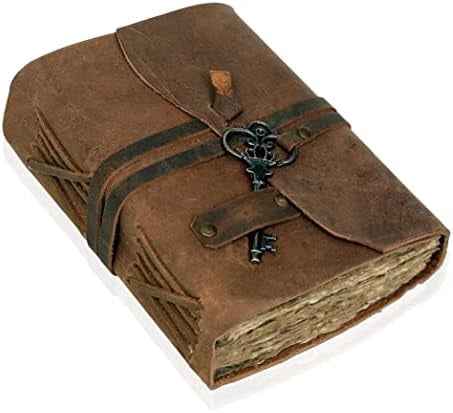 Leather Journal for Women Men, Deckle Edge Paper Leather Notebook of 180 GSM, Book of Shadows Journal Blank, Leather Bound Journal diary (Vintage Brown)