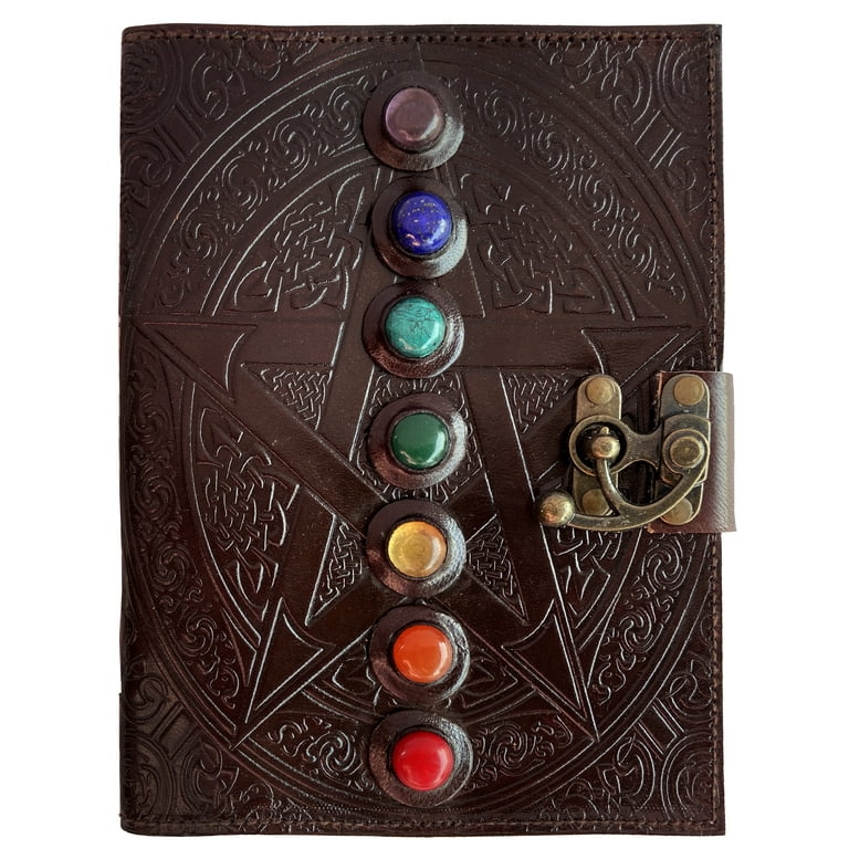 Leather Journal Writing Notebook 7 Chakra Stone Diary for Men