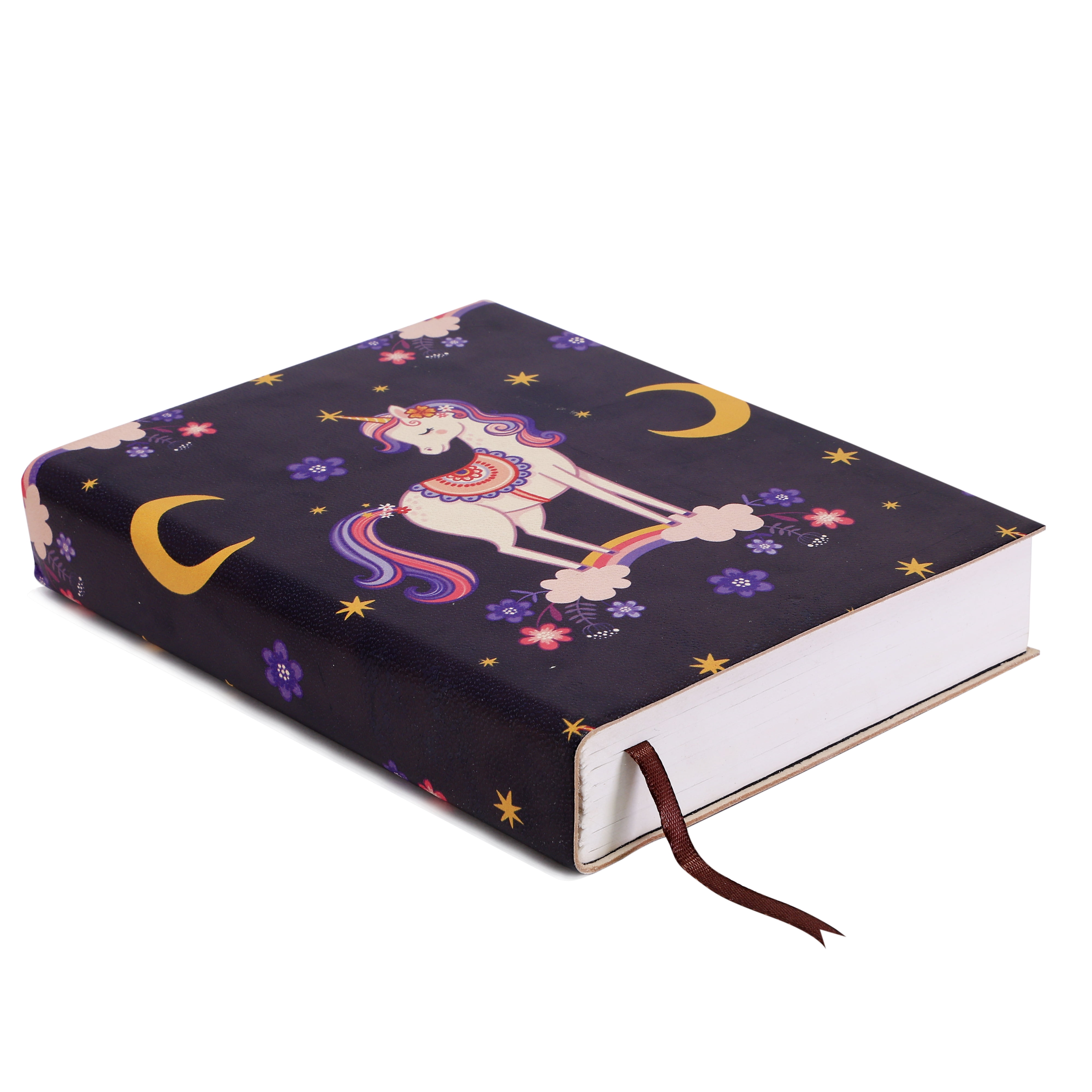 Leather Journal Writing Notebook Unicorn Theme